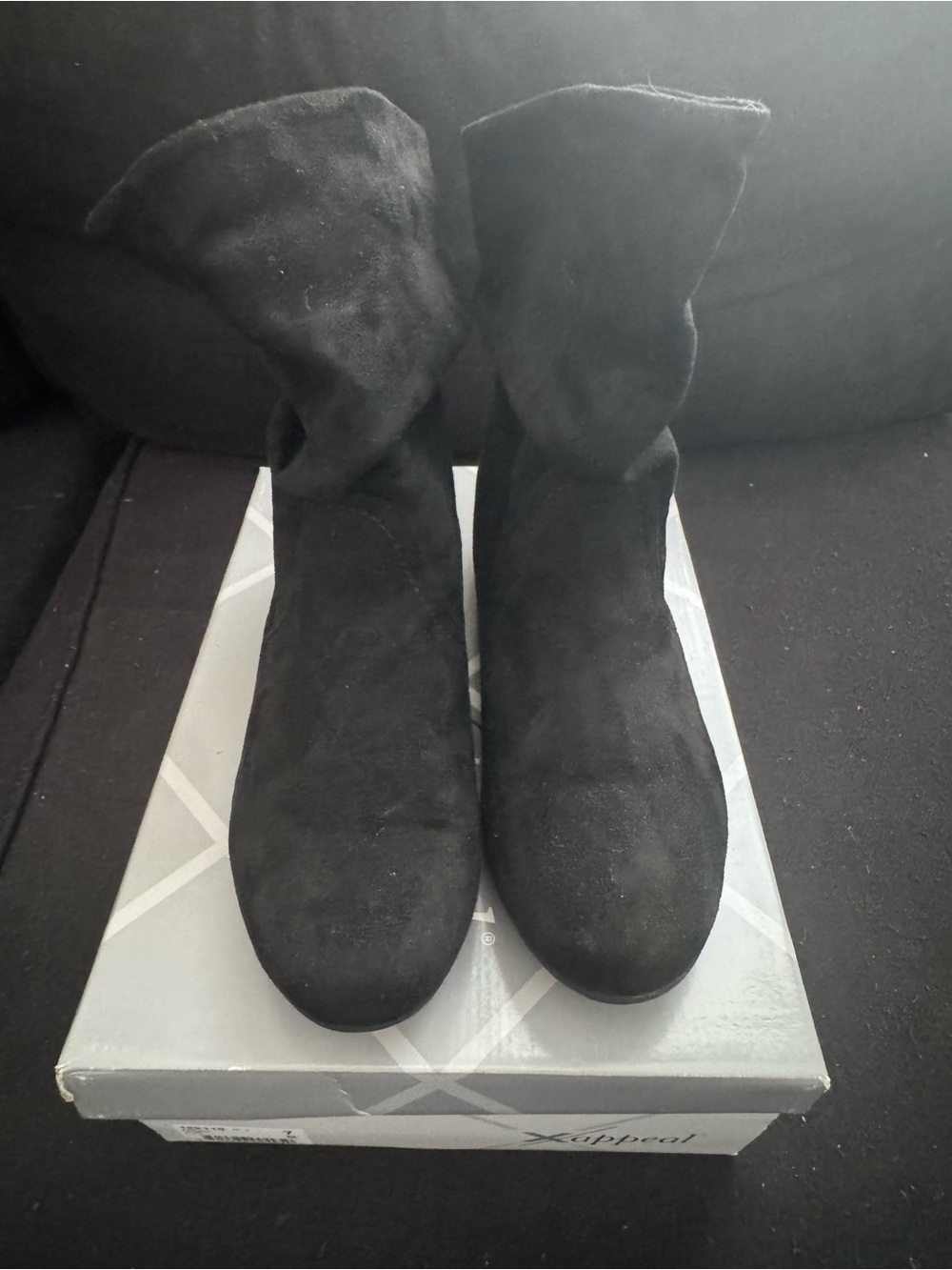 Xappeal Black Suede-Look Mid-Calf Ankle Booties